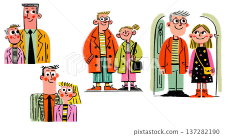 時尚親子插畫 137282190