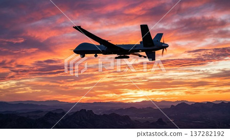 military drone in the sky 137282192
