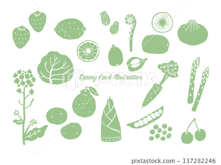 春季食物插畫套裝(簡單食物材料)單色 春季食物插畫套裝(簡單食物材料)單色 137282246
