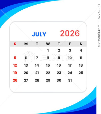 July 2026 calendar template 137282285