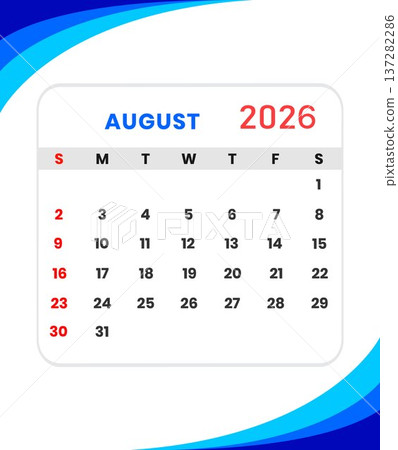 August 2026 calendar template 137282286