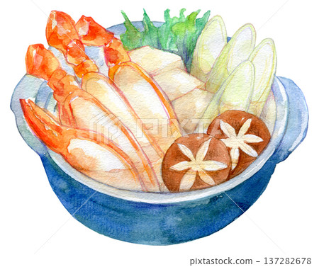水彩插畫，手繪，暖蟹火鍋 137282678