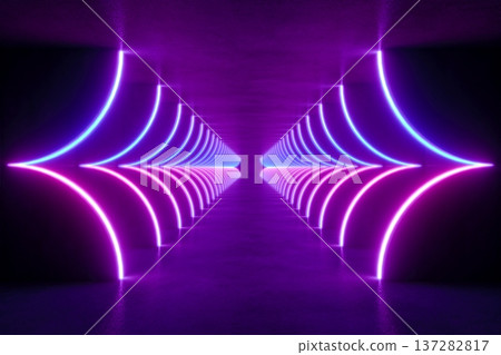 colorful modern lighting with interior empty space, 3d rendering sci-fi concept colorful modern lighting with interior empty space, 3d rendering sci-fi concept 137282817