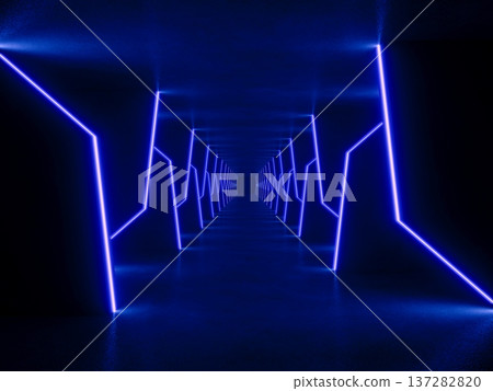 Blue modern lighting with interior empty space, 3d rendering sci-fi concept Blue modern lighting with interior empty space, 3d rendering sci-fi concept 137282820