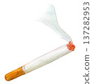 水彩插畫，手繪，點燃的香菸 137282953