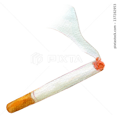 Watercolor illustration, hand-drawn, lit cigarette Watercolor illustration, hand-drawn, lit cigarette 137282953