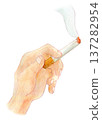 水彩插畫，手繪，點燃的香菸 137282954