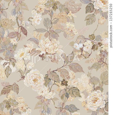 vintage style of tapestry flowers fabric pattern 137283250