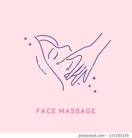 Facial massage icon. Cosmetology concept. Cosmetology concept. Facial massage icon. Cosmetology concept. Cosmetology concept. 137283256