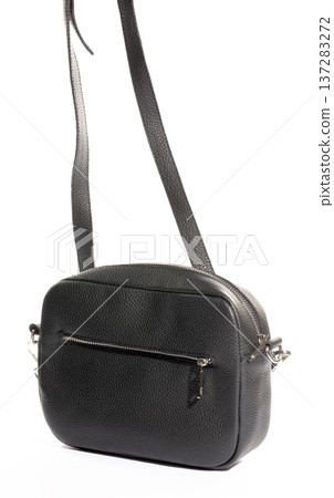 Black women's leather bag on a white background Black women's leather bag on a white background 137283272