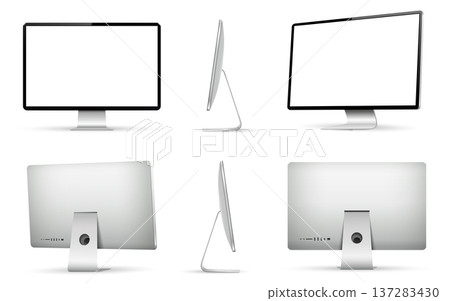 Realistic computer screen mockup. Computer monitor from different angles view 137283430
