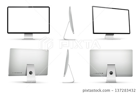 Realistic computer screen mockup. Computer monitor from different angles view 137283432