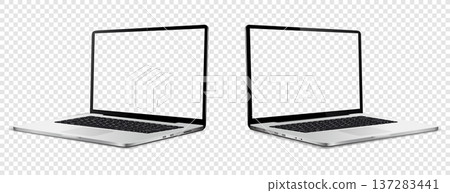 Mockup of empty laptop screen isolated on transparent background Mockup of empty laptop screen isolated on transparent background 137283441