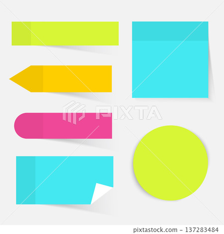 Illustration of a colored set of sticky notes. Flat design modern vector business concept. 137283484