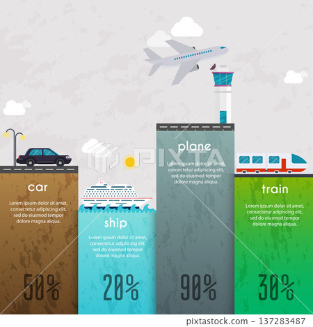 Different types of transportation. Business infographic. Vector illustration. Different types of transportation. Business infographic. Vector illustration. 137283487