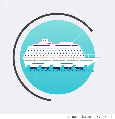 Cruise Ship icon. Vector travel concept background. Flat design modern illustration. Cruise Ship icon. Vector travel concept background. Flat design modern illustration. 137283488