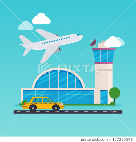 Airport area illustration. Flat design modern vector  concept. 137283548