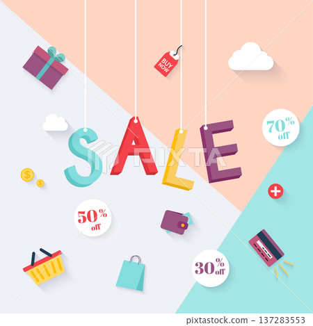 Sale banners design, discounts and special offer. shopping background for business promotion. Vector illustration. 137283553