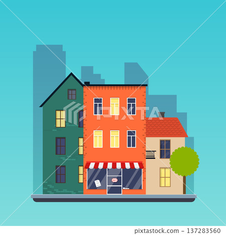 Town houses. Urban Landscape City. Flat design modern vector illustration concept. 137283560