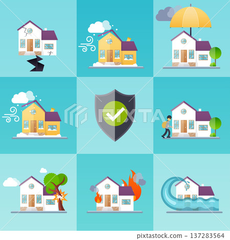 House insurance business service icons template. Property insurance. Big set house insurance. Vector illustration concept of insurance. House insurance business service icons template. Property insurance. Big set house insurance. Vector illustration concept of insurance. 137283564