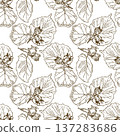 Hazelnut seamless pattern. Square vector illustration with brown nuts and leaves. 137283686
