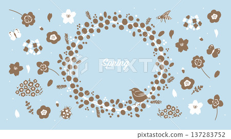 Spring flower wreath background illustration (natural frame) horizontal Spring flower wreath background illustration (natural frame) horizontal 137283752