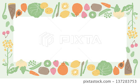 Spring food frame illustration (four corner design, horizontal) 16:9 137283753