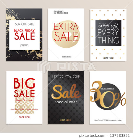 Sale website banners web template collection. Can be used for mobile website banners, web design, posters, email and newsletter designs. 137283831