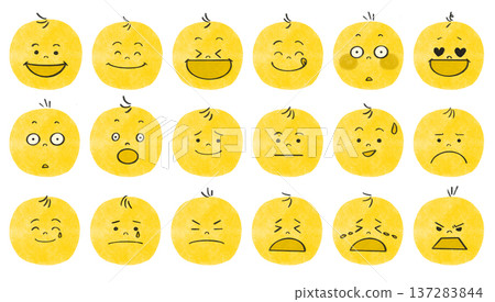 Set of 18 cute hand-drawn face illustrations 137283844