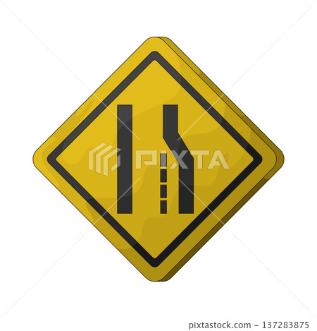 Illustration of Right Lane Ends Sign 137283875