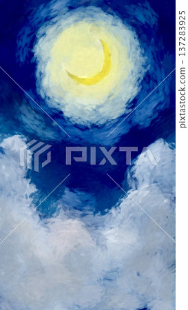 Vertical background: crescent moon floating in the night sky (high saturation) 137283925