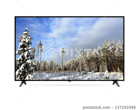 Scene of nature themed movie on smart tv screen Scene of nature themed movie on smart tv screen 137283998