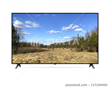Flat screen TV with landscape on screen 137284000