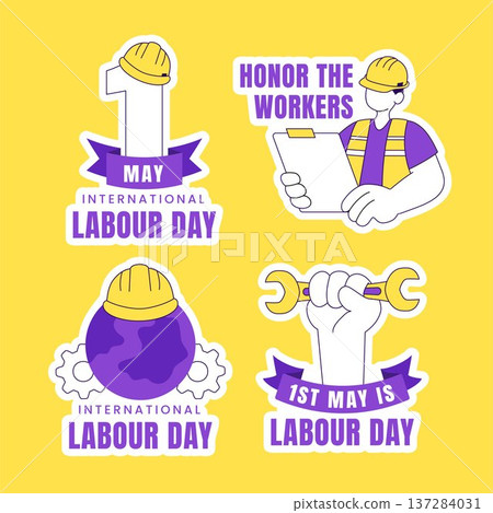 International Labor Day Flat Hand Drawn Cartoon Label Background Illustration International Labor Day Flat Hand Drawn Cartoon Label Background Illustration 137284031
