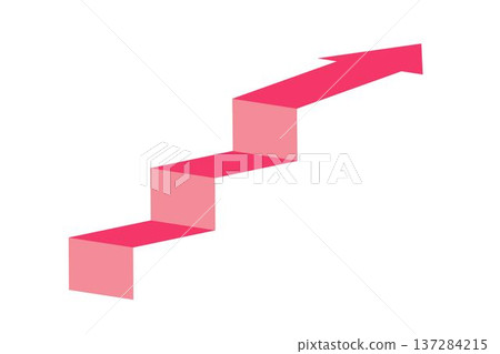 Staircase with zigzag arrow pointing up | Steps to success Staircase with zigzag arrow pointing up | Steps to success 137284215