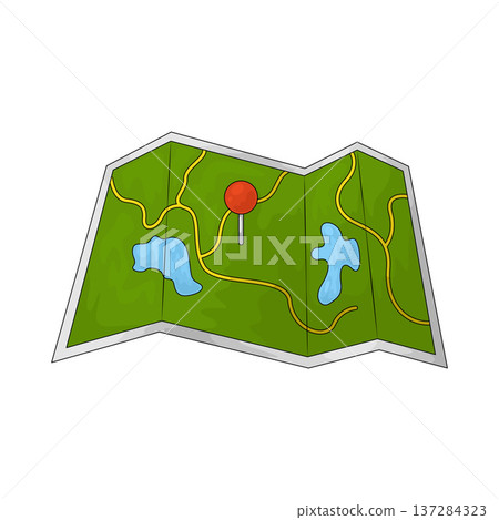 Illustration of Map with Markers 137284323