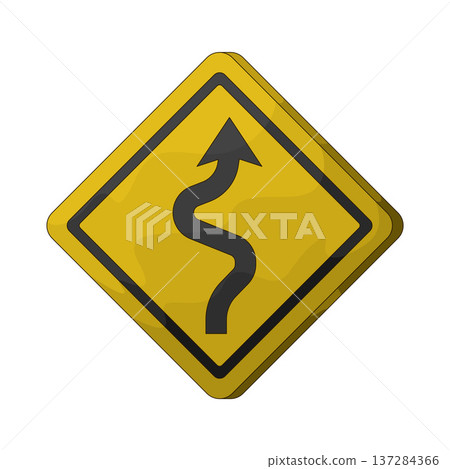 Illustration of Winding Road Sign Illustration of Winding Road Sign 137284366