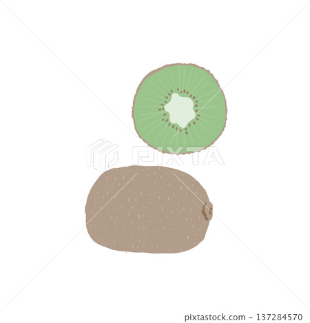 獼猴桃插圖素材（整體和橫斷面） 137284570