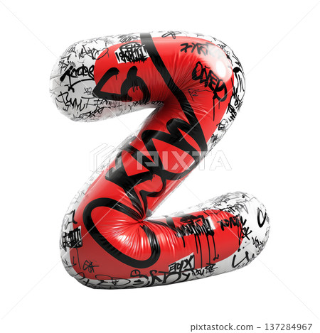 Inflatable letter Z covered in graffiti art isolated on white background, representing urban creativity and bold street concept Inflatable letter Z covered in graffiti art isolated on white background, representing urban creativity and bold street concept 137284967