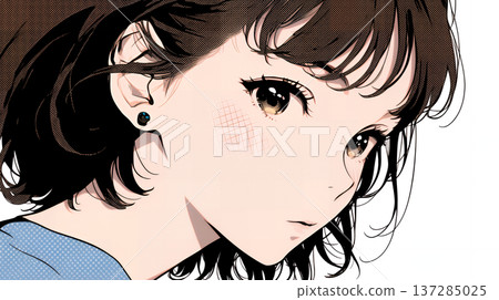 A curious young woman gazing with shining eyes 137285025