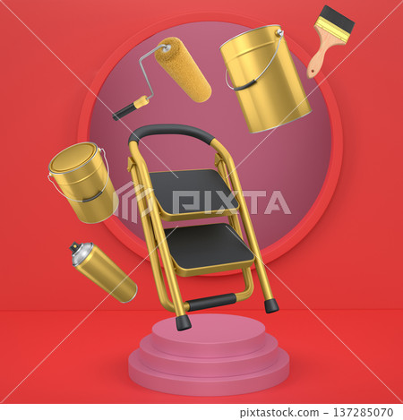 Abstract scene or podium for product showcase on monochrome background. Abstract scene or podium for product showcase on monochrome background. 137285070
