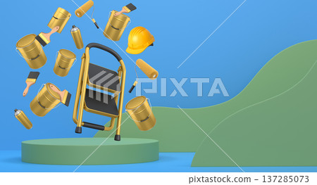 Abstract scene or podium for product showcase on monochrome background. Abstract scene or podium for product showcase on monochrome background. 137285073