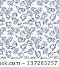 Seamless pattern on a white background with dark blue hazelnuts. 137285257