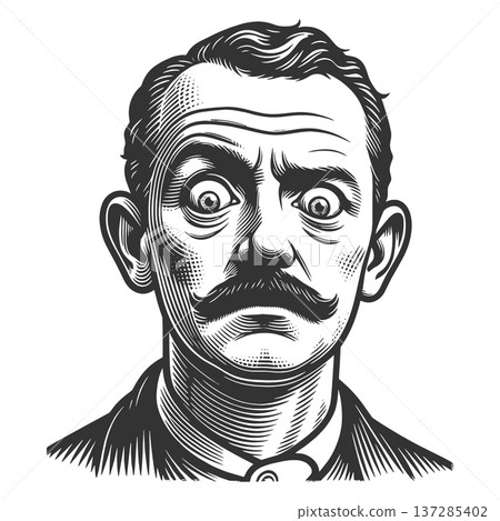 Shocked Victorian Man with Wide Eyes vector 137285402