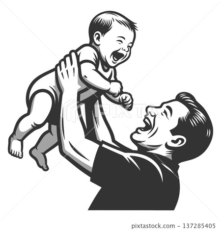 Father Lifting Baby in Joyful Moment raster Father Lifting Baby in Joyful Moment raster 137285405