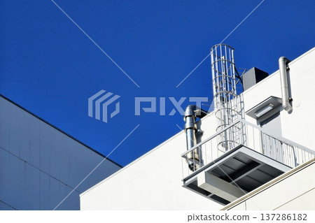 Minimal Modern Industrial Building with Rooftop Technical. Minimal Modern Industrial Building with Rooftop Technical. 137286182