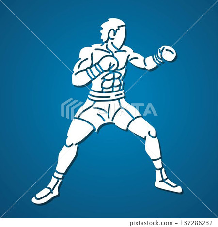 Martial Art Kickboxing Action Boxing Sport Muay Thai Boxer Cartoon Graphic Vector Martial Art Kickboxing Action Boxing Sport Muay Thai Boxer Cartoon Graphic Vector 137286232