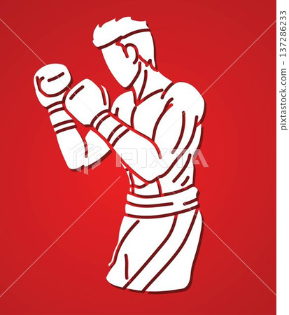 Martial Art Kickboxing Action Boxing Sport Muay Thai Boxer Cartoon Graphic Vector Martial Art Kickboxing Action Boxing Sport Muay Thai Boxer Cartoon Graphic Vector 137286233