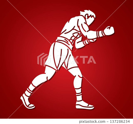 Martial Art Kickboxing Action Boxing Sport Muay Thai Boxer Cartoon Graphic Vector Martial Art Kickboxing Action Boxing Sport Muay Thai Boxer Cartoon Graphic Vector 137286234