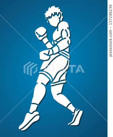 Martial Art Kickboxing Action Boxing Sport Muay Thai Boxer Cartoon Graphic Vector Martial Art Kickboxing Action Boxing Sport Muay Thai Boxer Cartoon Graphic Vector 137286236